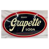 27 x 16-Inch Grapette Soda Embossed Metal Advertising Sign