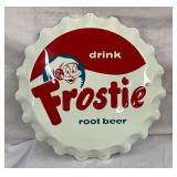 22-Inch Embossed ‘Drink Frostie Root Beer’ Metal Cap Sign