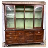 Oak Two-Piece Country Store Cupboard