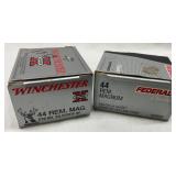 Two Boxes of .44 Rem Magnum Ammunition: Winchester Silvertip HP and Federal Hi-Shok