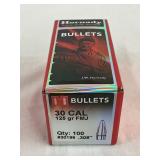 Hornady .30 Caliber Bullets, 125 gr FMJ, 100 Rounds Unopened
