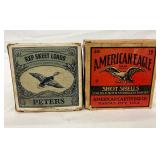 Two Vintage Shot Shell Boxes: Peters 20 GA and American Eagle 16 GA