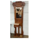 WALNUT VICTORIAN MARBLE TOP HALL STAND