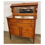 OAK SIDEBOARD BEVELED MIRROR