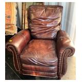 LEATHER RECLINER W/ BRASS REBITS