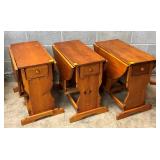 3 MATCHING PINE HANDMADE DROP LEAF TABLE