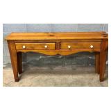 HANDMADE PINE WINDOW TABLE W/ DRAWERS