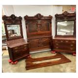 3PC. WALNUT MARBLE TOP BED SUITE 