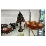 CARNIVAL GLASS, STAINED GLASS LAMP