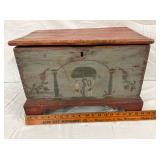 UNUSUAL EARLY DECORATED 19" BLANKET CHEST 