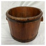 LG WOODEN BUCKET W/ EAR HANDLES