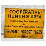 1958 COPPERATIVE HUNTING SIGN 12X9