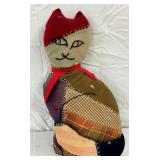 EARLY 17" HAND QUILTED CAT