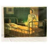 EARLY OIL ON CANVAS NURSE W/ CHILD