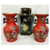 12" ORIENTAL VASES AND JARDINARE