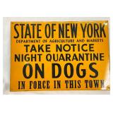 STATE NY DOGS SIGN