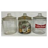 EARLY STORE JARS W/ GLASS LIDS