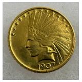 1907 $10 Indian Head Gold