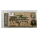 1864 Confederate Five Dollar Note