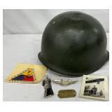 WWII U.S. M1 Helmet with Original Documentation and Related Items