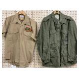 Two: U.S. Military Uniform Pieces, Including USMC Field Jacket and Creighton Khaki Shirt