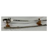 36-Inch German Officer’s Sword with Scabbard and Engraved Blade
