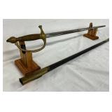 N.J. James Mfg Co Brass-Hilt Sword with Scabbard