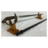 35-Inch Imperial German Sword with Scabbard, WW2 Era