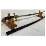 Imperial German Artillery Sword with Scabbard, 36 Inches