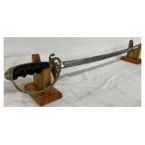 35-Inch Curved War Sword with Decorative Guard