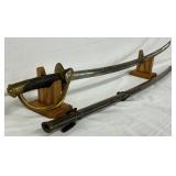 Early Civil War Era Sword with Brass Hilt and Scabbard, 41 Inches
