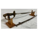 33-Inch Japanese Sword with Brass Hilt and Scabbard, Tokyo, Japan