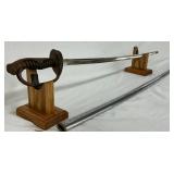 Japanese WWII Sword with 36-Inch Blade and Metal Scabbard