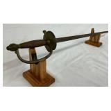 37-Inch Civil War-Era Sword with Brass Hilt and Wire-Wrapped Grip