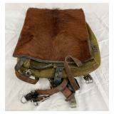 Vintage Canvas and Leather Backpack with Fur Covering