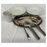 7 WWII-Era German Dining Items, Porcelain and Metal