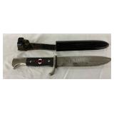 10-Inch German Youth Knife with Scabbard and Leather Strap