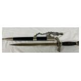 German Luftwaffe Dagger with Scabbard and Chain, 18 Inches