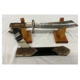 15-Inch WW2 German Presentation Knife with Stag Handle and Scabbard