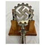WWII Metal Flag Pole Topper with Gear and Swastika Design