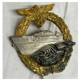 German WWII E-Boat War Badge with Eagle and Swastika Motif