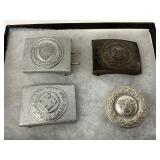 4 Early German WW2 Belt Buckles Including Standard Police and RAD Labor Designs