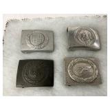 4 WWII German Belt Buckles in Various Designs and Materials