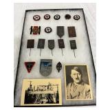 19 WWII German Insignia, Pins, and Ephemera