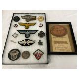 16 WWII German Military Badges, Patches, and Award Plaque with Certificate