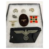 8 WWII German Badges and Insignia with Metal and Fabric Elements