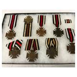 9 World War I Service Cross Medals with Ribbons, Early Germany WW2 Era