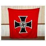 Large World War II German Flag with Iron Cross Symbol, 72×75 Inches