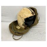 WWII-Era Cavalry Bag and Pilot Helmet with Accessories