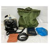 Early WWII Flight Crew Helmet with Bag, Paperwork, and Accessories